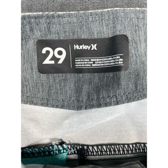 Hurley Board Shorts Men 29 Gray Black Swim Trunks Surf Beach Athletic Quick Dry - Picture 3 of 11
